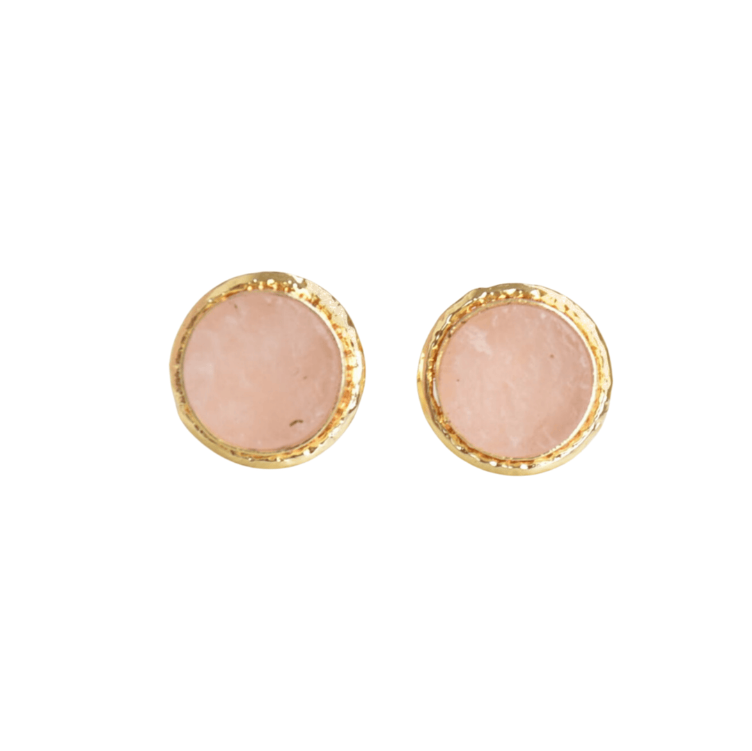 Gold-Plated Rose Quartz Stud Earring