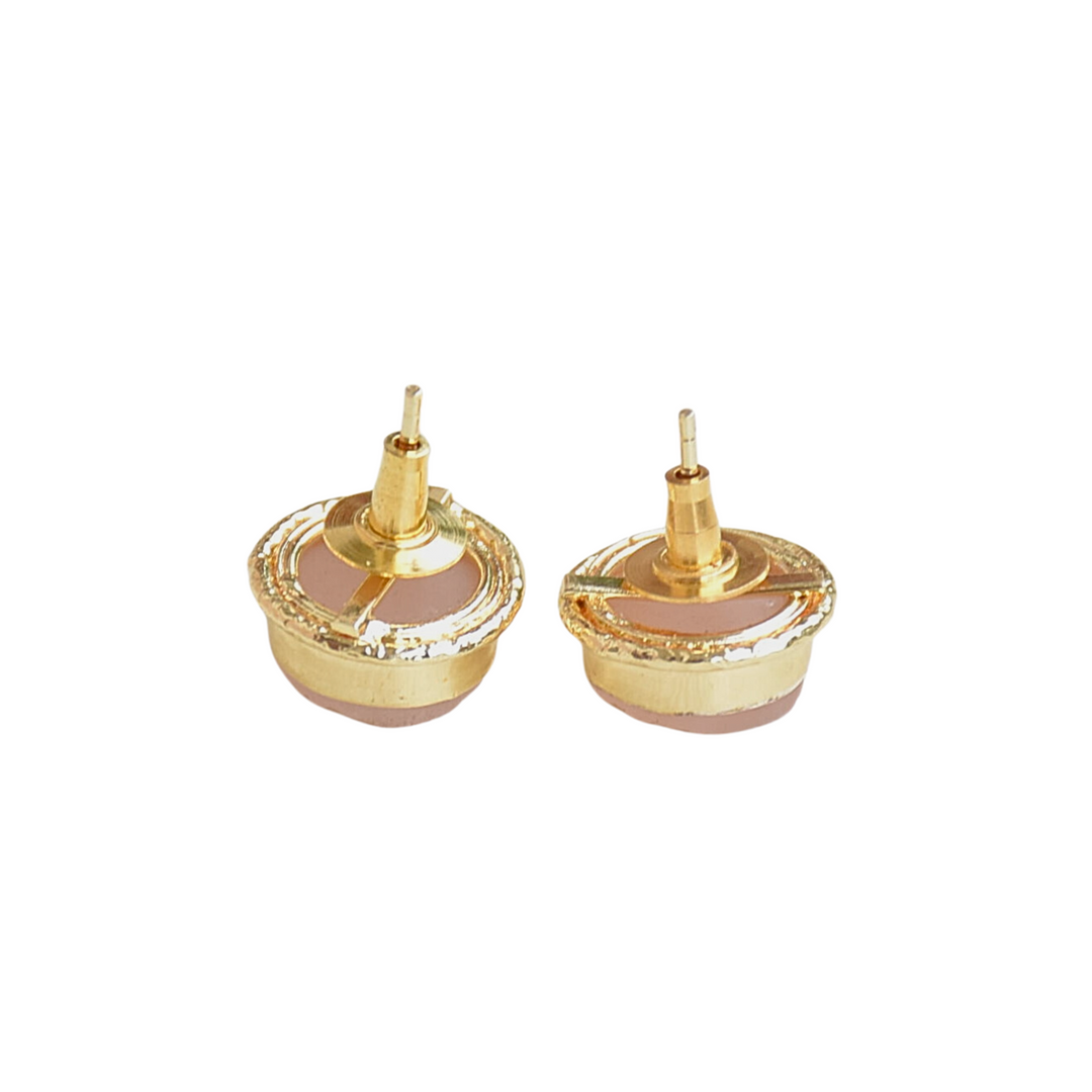 Gold-Plated Rose Quartz Stud Earring