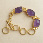 Load image into Gallery viewer, Amethyst Gold-Plated Bracelet

