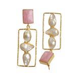 Load image into Gallery viewer, Abstract Gemstone Pearl Earring
