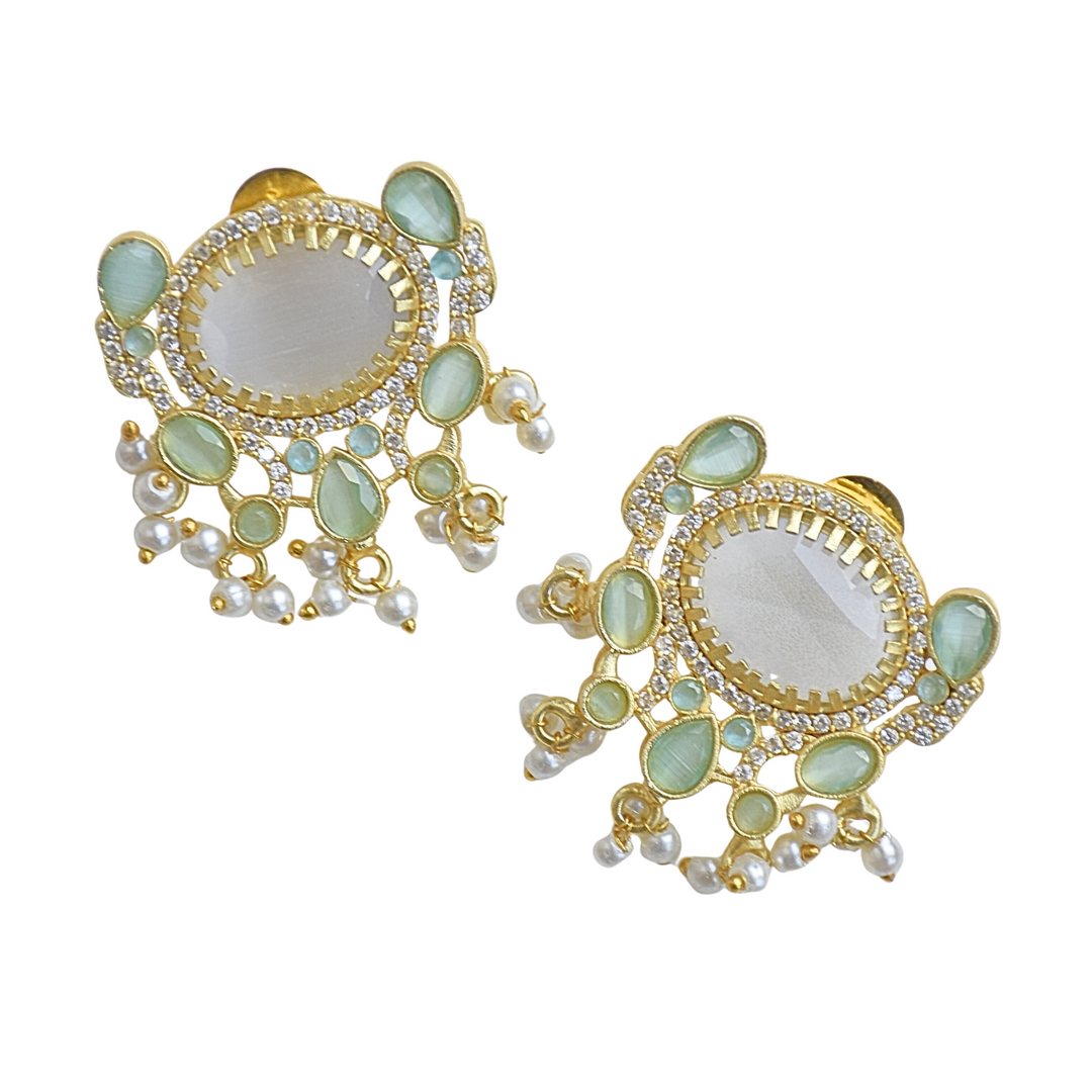 Anti-Tarnish Dangling Pearl Studs