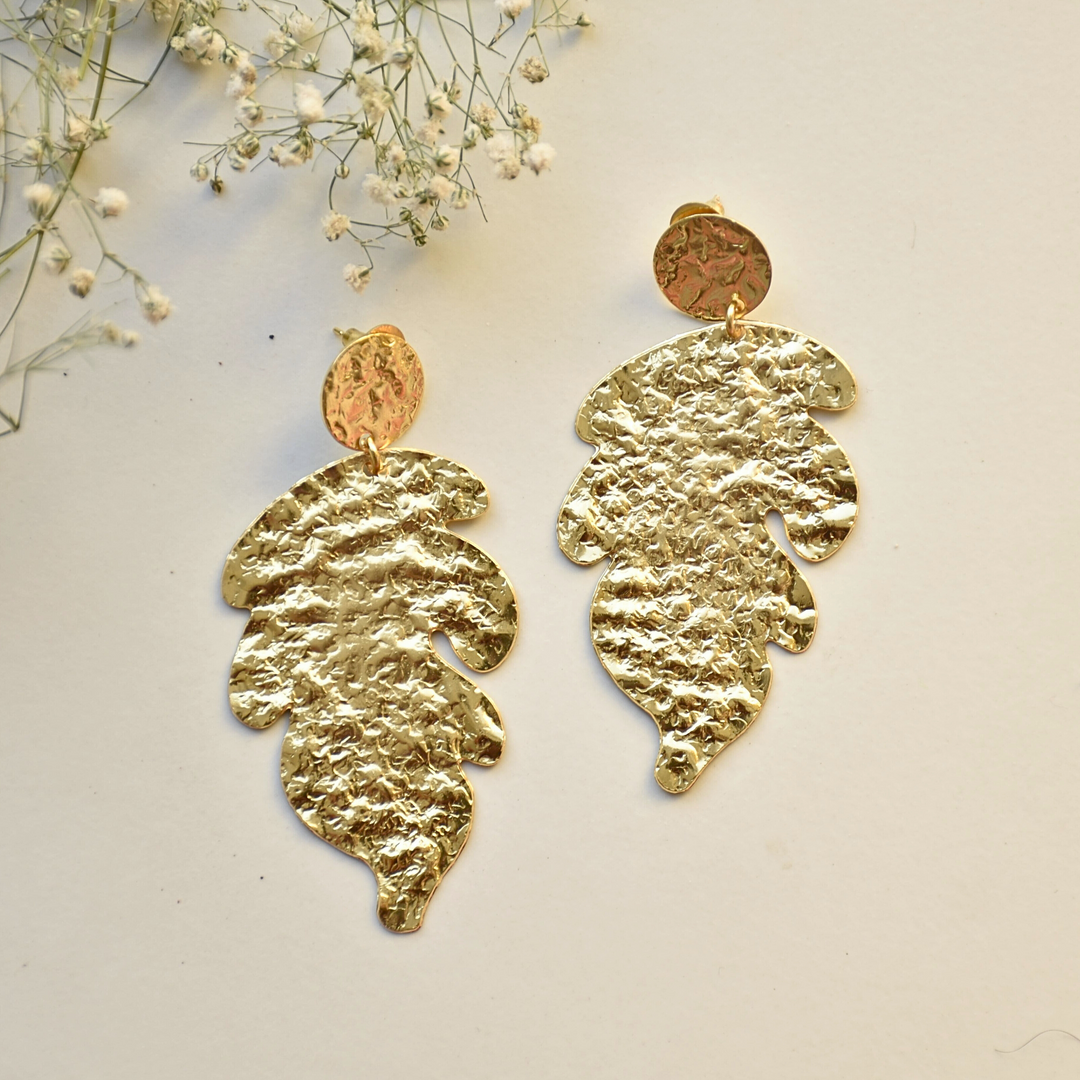 Hammered Leaf Earrings