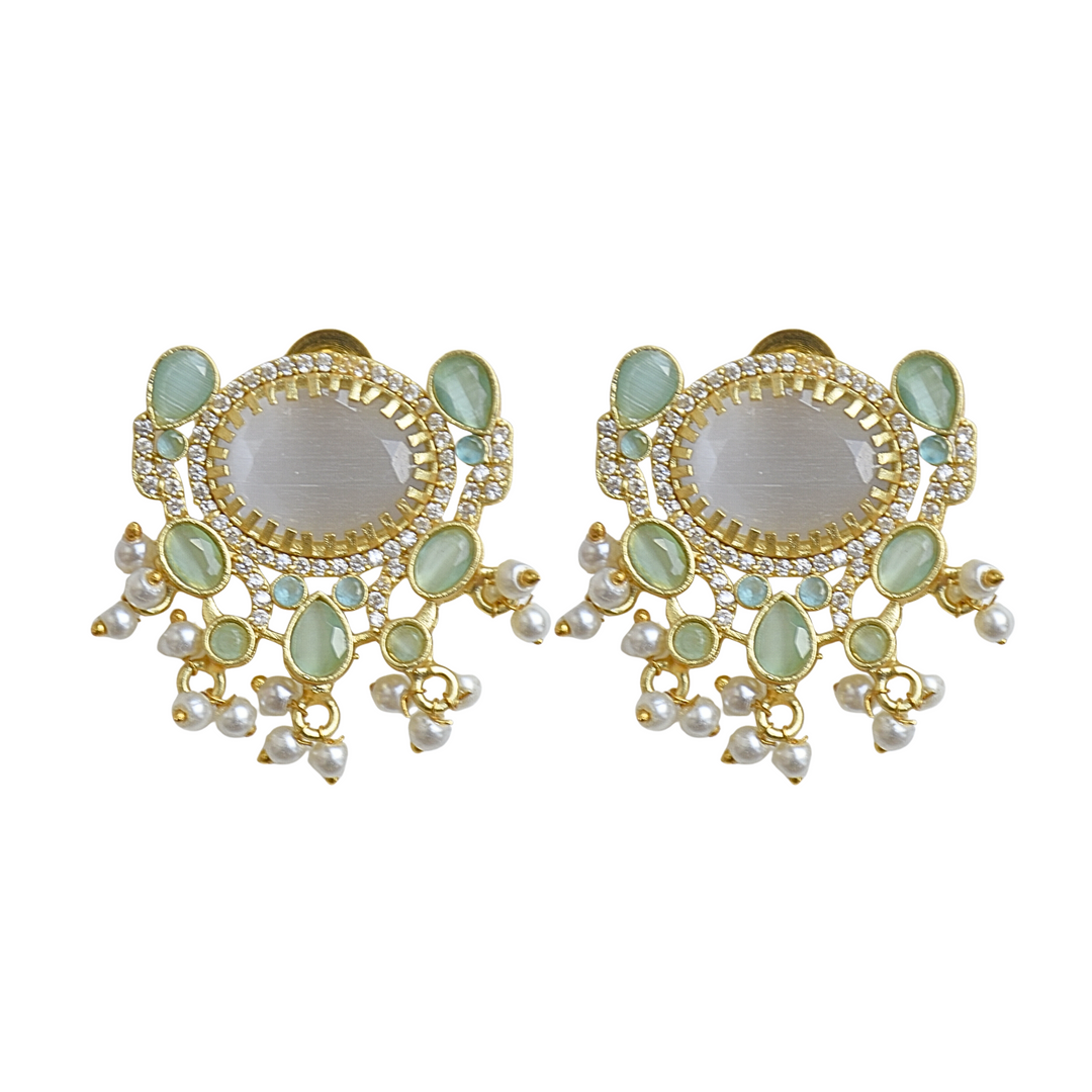 Anti-Tarnish Dangling Pearl Studs
