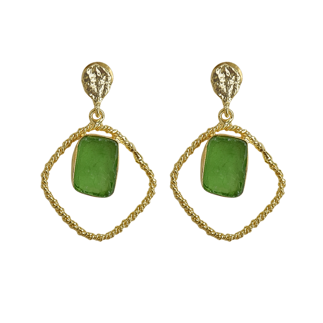 Mystical Green Gemstone Earrings