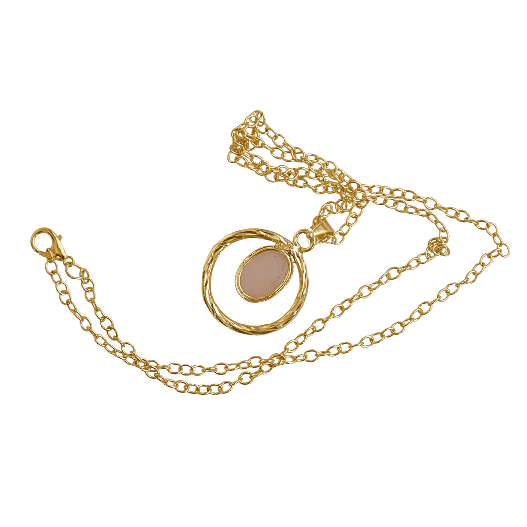 Dangling Rose Quartz Pendant Chain