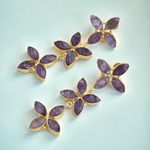 Load image into Gallery viewer, Floral inspired long dangle drop semi precious amethyst bride bridesmaid cocktail wedding party earrings
