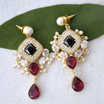 Load image into Gallery viewer, Lightweight embellished with crystal and zircon long party wear dangle drop earrings 
