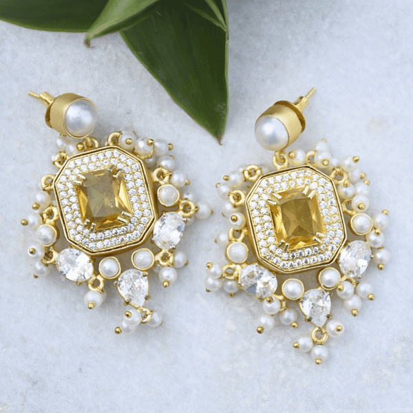 Party wear crystal and zircon embellished bridesmaid earrings 