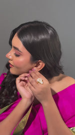 Load and play video in Gallery viewer, Natural Gemstone Pearl Ring &amp; Pearl Earrings With 18K Gold Plated
